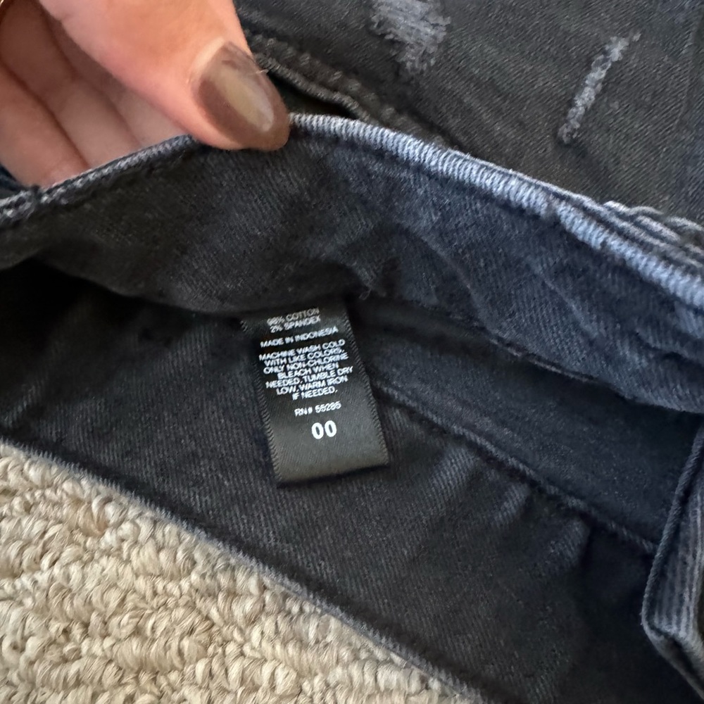Black Ripped Jean Shorts - Picture 3 of 3